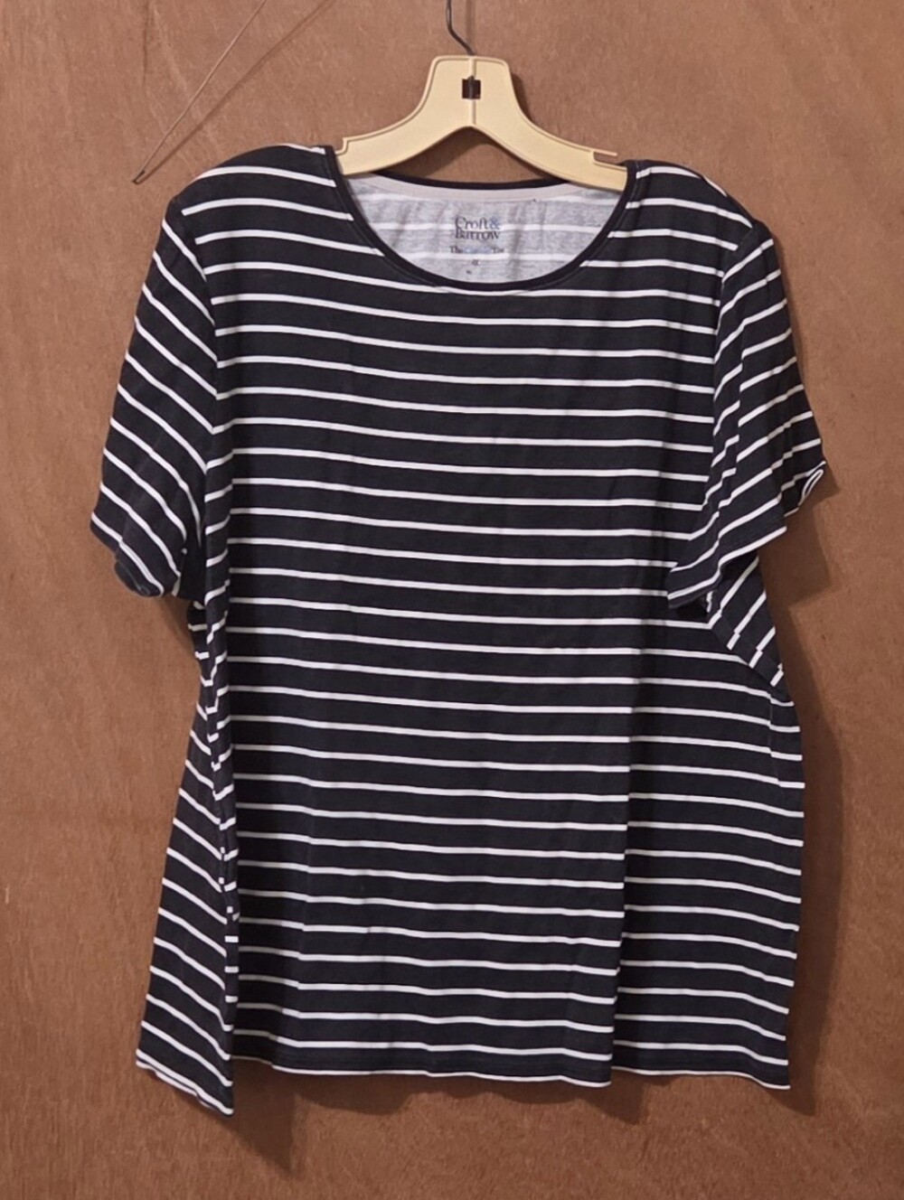 Croft & Barrow Black & White Stripe with U-shaped Neck  Size 2X